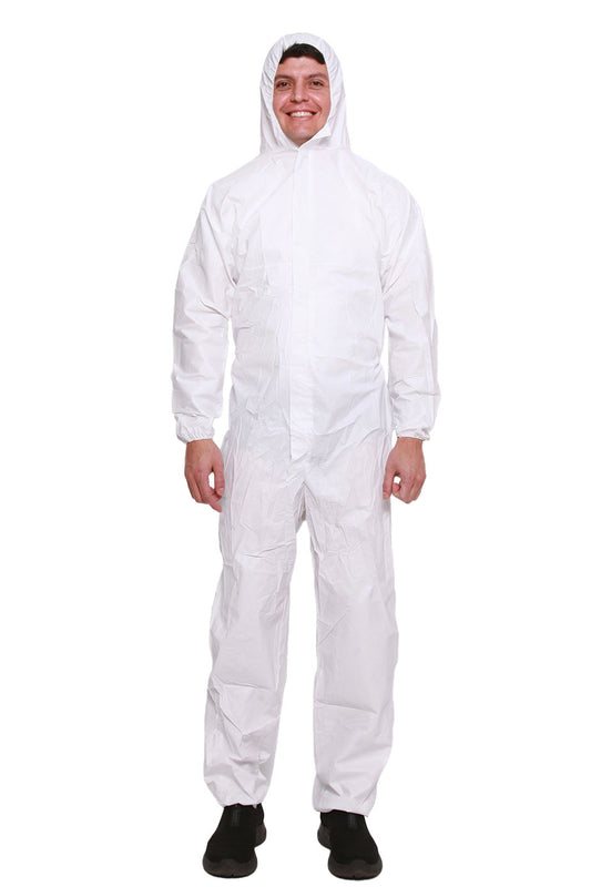 HAZMAT Disposable Coverall Full Body Protective Suit with Hood